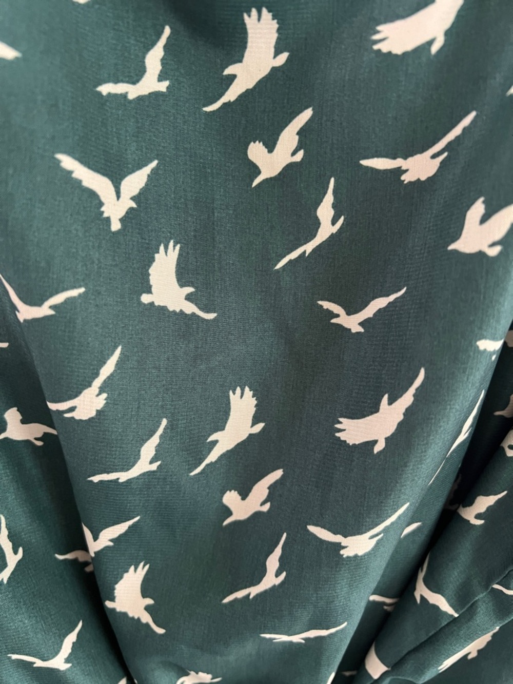 Forest Green Sleeveless Bird Print Dress - Picture 4 of 4